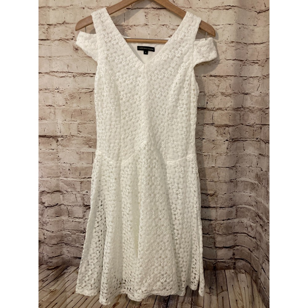 Chris McLaughlin Dress Womens‎ 8 Coquette Midi White Lace Lined Prairie Peasant